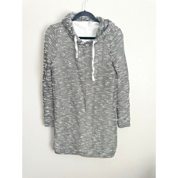 Fabletics Dresses & Skirts - Fabletics Yukon Sweater Dress Women's Medium Marled Open Knit Hooded Cozy Sporty